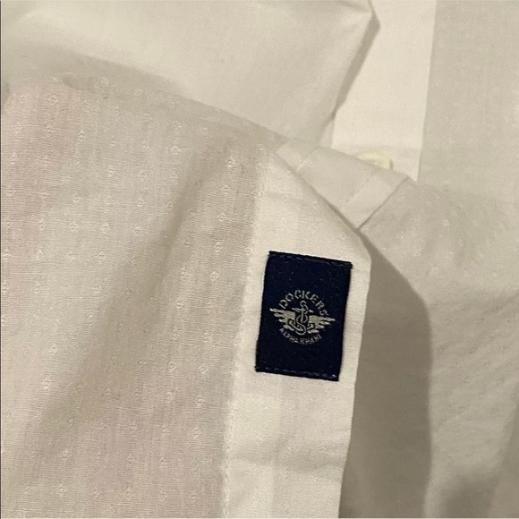 Dockers Men’s Alpha Khaki Diamond Button Up Shirt. Slim Fit. Size Large. White - Picture 6 of 10